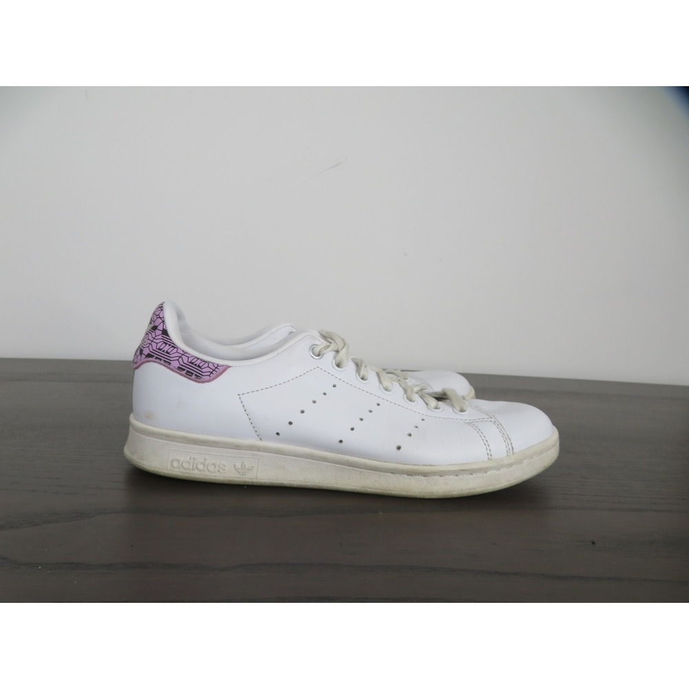Adidas Stan Smith Shoes Womens 9 White Purple Tennis Walking Sneakers EH2038